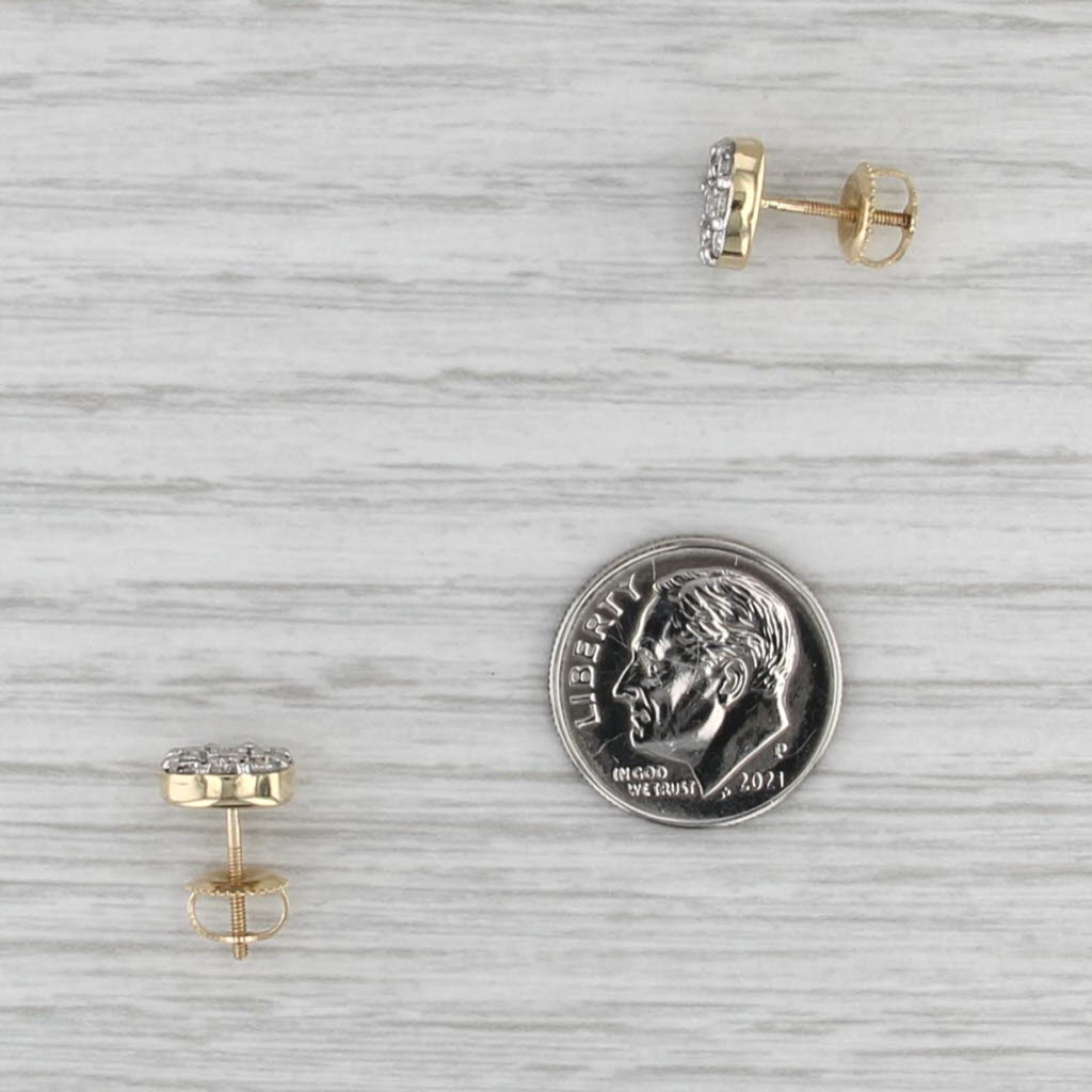 0.72ctw Diamond Cluster Stud Earrings 14k Yellow Gold Screw Back Studs
