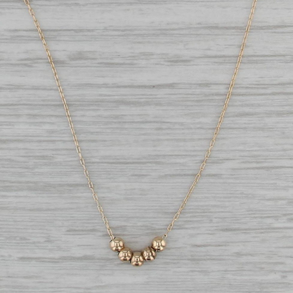 Bead Spacer Necklace 14k Yellow Gold 15.25" Cable Chain