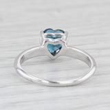 1.10ct London Blue Topaz Heart Solitaire Ring 14k White Gold Size 6