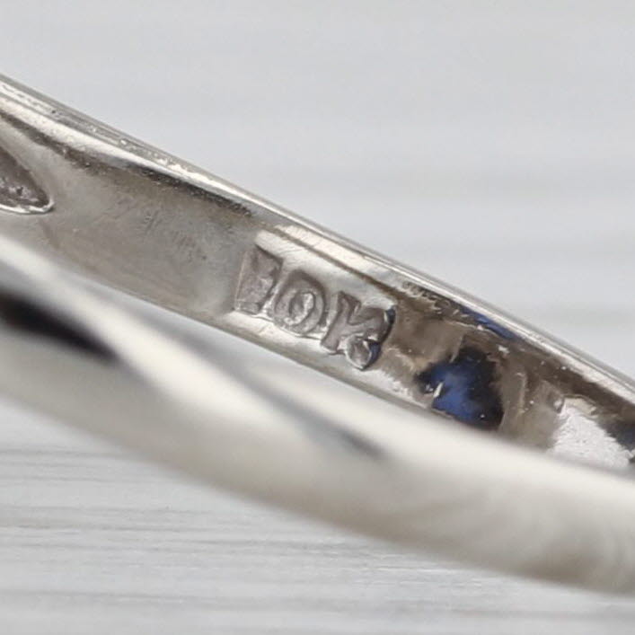 3.18ctw Lab Created Blue Sapphire Spinal Bypass Ring 10k White Gold Size 7.5