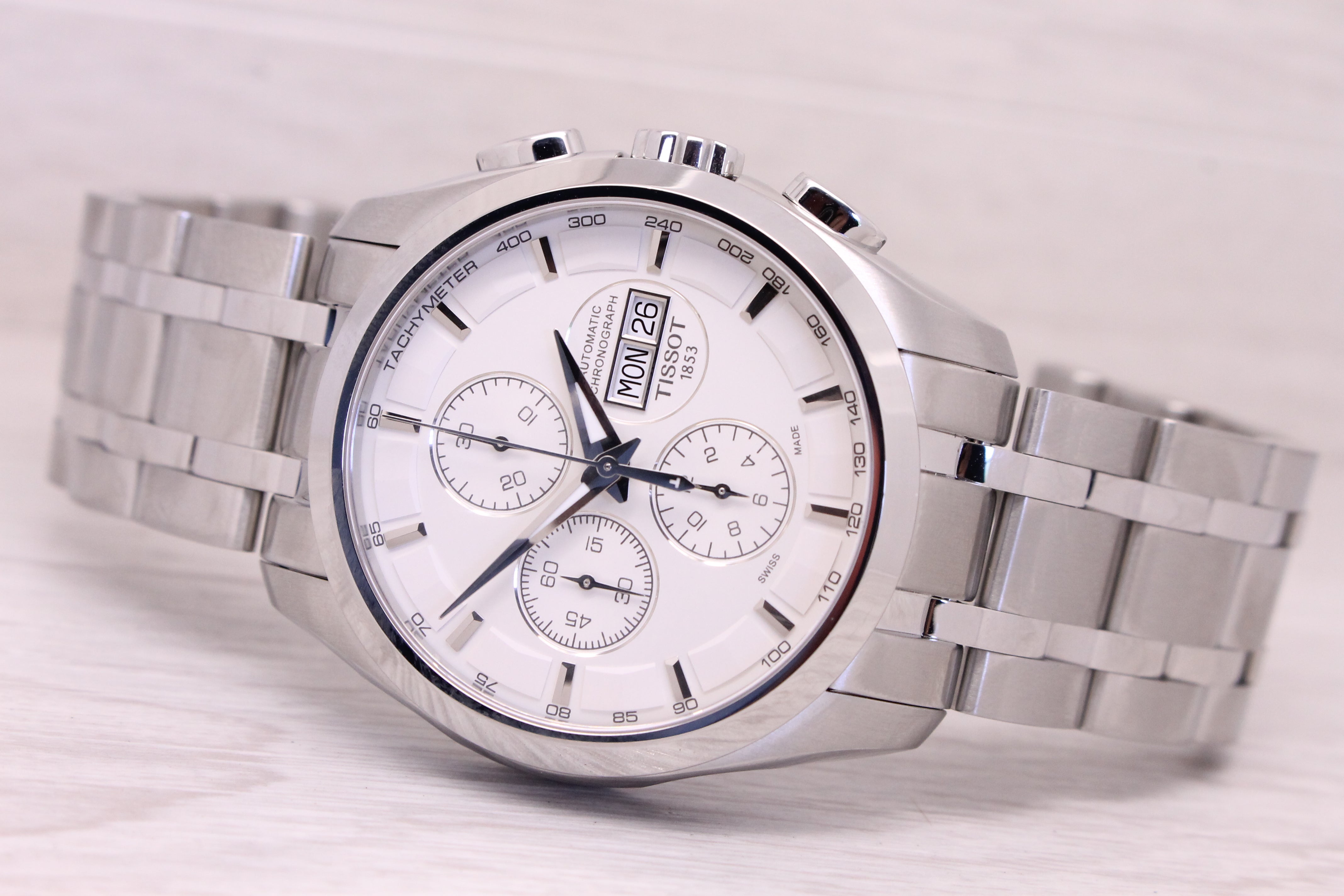 Light Gray Tissot Couturier 1853 Automatic Chronograph 45mm Steel Mens Watch T035614