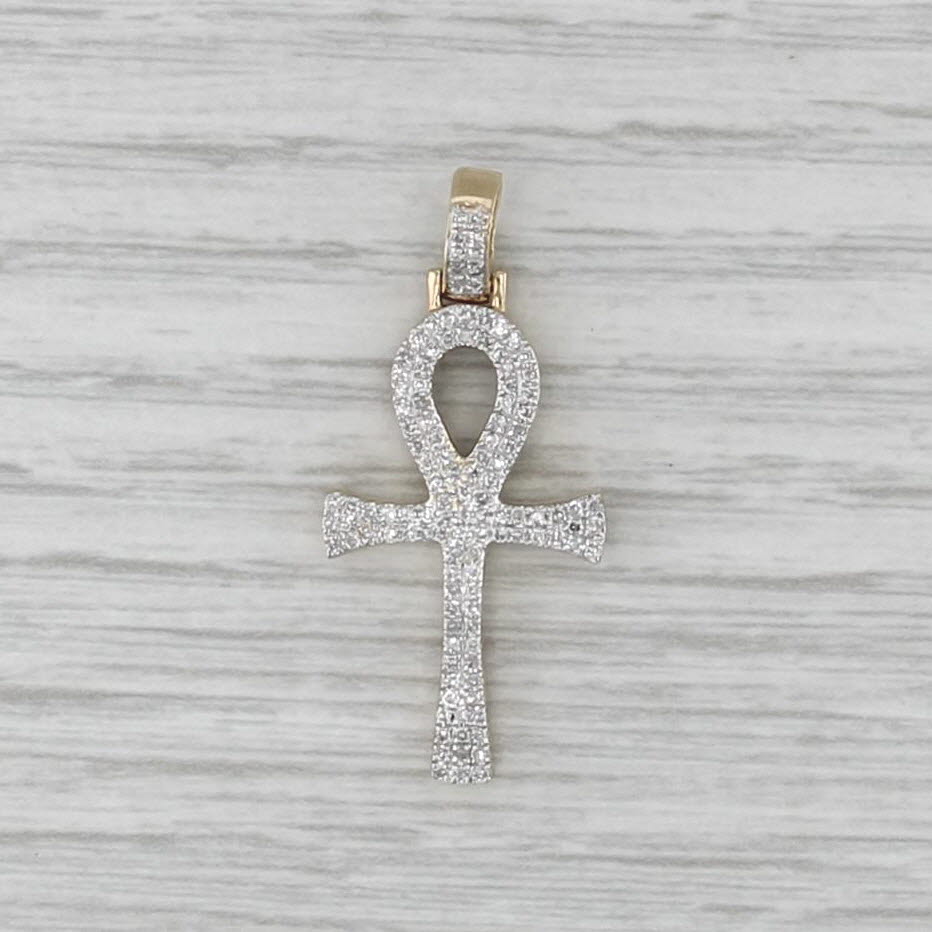 0.27ctw Diamond Ankh Cross Pendant 10k Yellow Gold