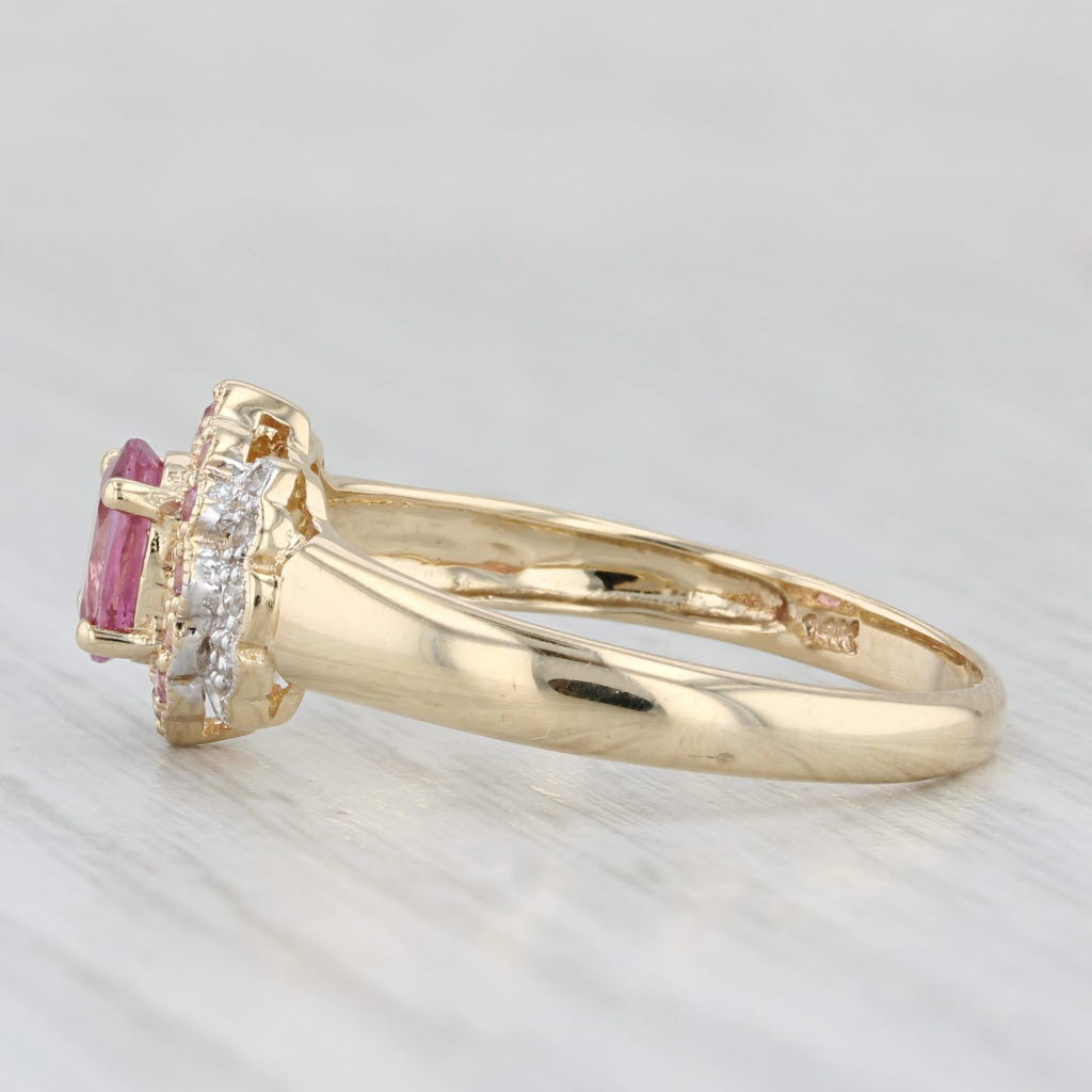 Light Gray 0.73ctw Pink Sapphire Diamond Ring 14k Yellow Gold Size 8.25