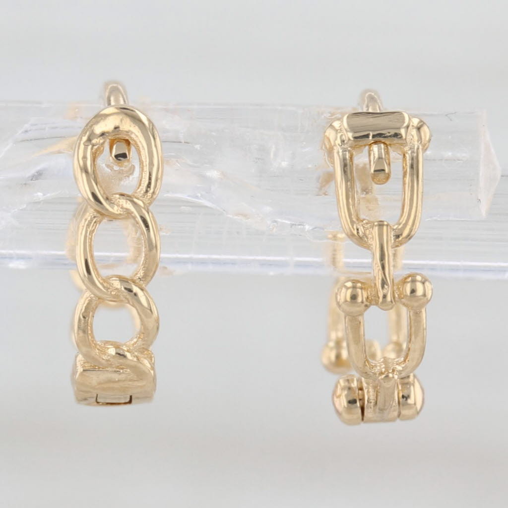 Small Horse Bit Hoop Earrings 18k Yellow Gold Round Hoops
