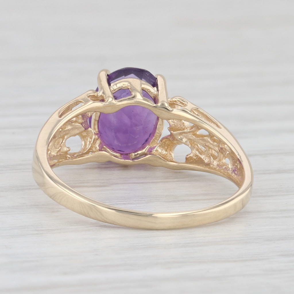 Light Gray 1.20ct Amethyst Oval Solitaire Ring 14k Yellow Gold Size 7.25