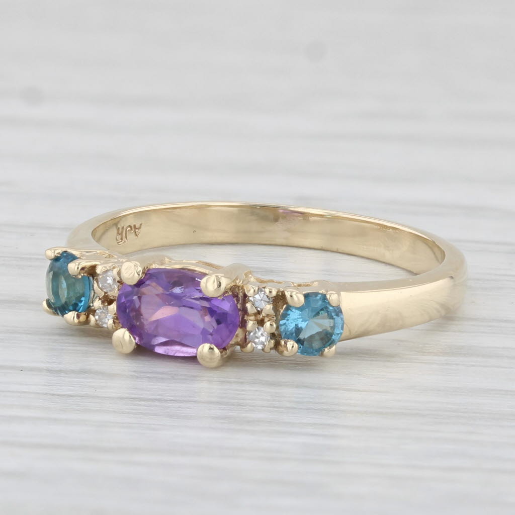 Light Gray 0.77ctw Amethyst Topaz Diamond Ring 10k Yellow Gold Size 6.25