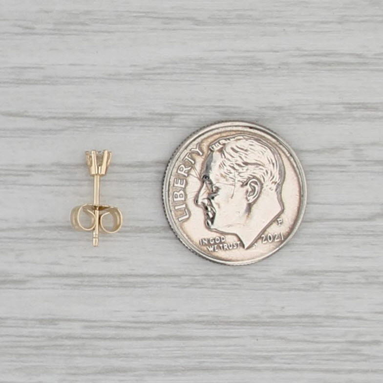 Single Small Diamond Solitaire Stud 14k Yellow Gold Round Brilliant