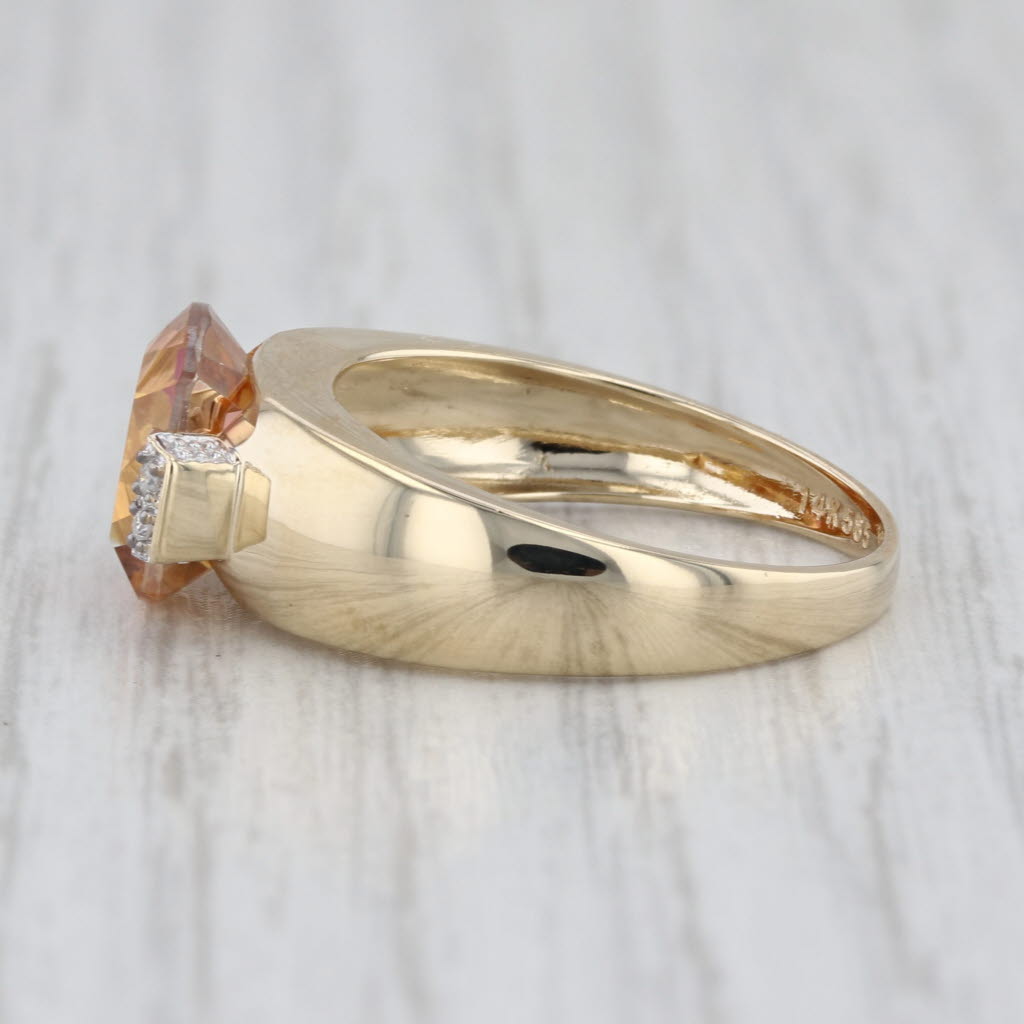 3.52ctw Orange Mystic Topaz Diamond Ring 14k Yellow Gold Size 7.25