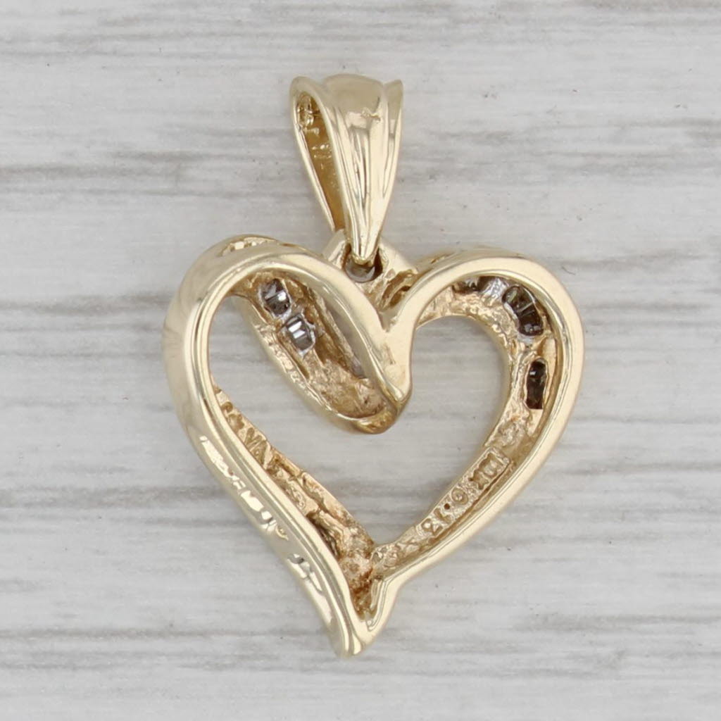 Gray 0.10ctw Diamond Stylized Open Heart Pendant 10k Yellow Gold