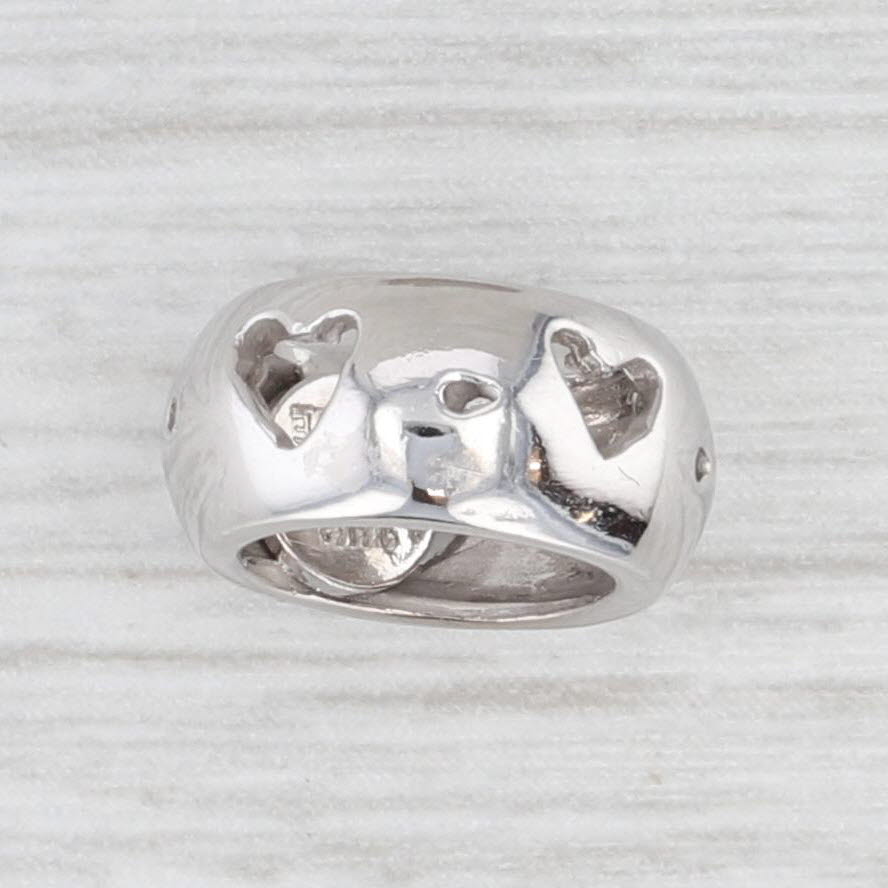 Light Gray New Heart Cutout Slide Bead Spacer Charm 14k White Gold
