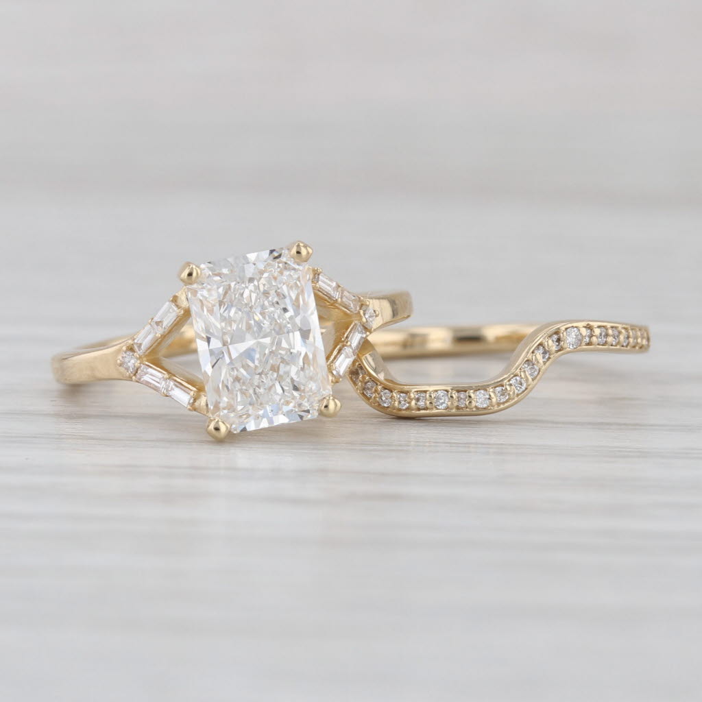 1.92ctw IGI Lab Created Diamond Engagement Ring Wedding Band Bridal Set 14k Gold