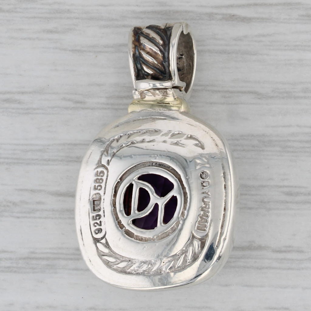 Gray David Yurman 5.30ct Amethyst Enhancer Pendant Sterling Silver 14k Gold Clip