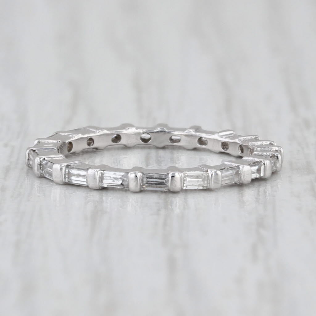 0.55ctw Diamond Wedding Band Platinum Bridal Size 5 Stackable Ring