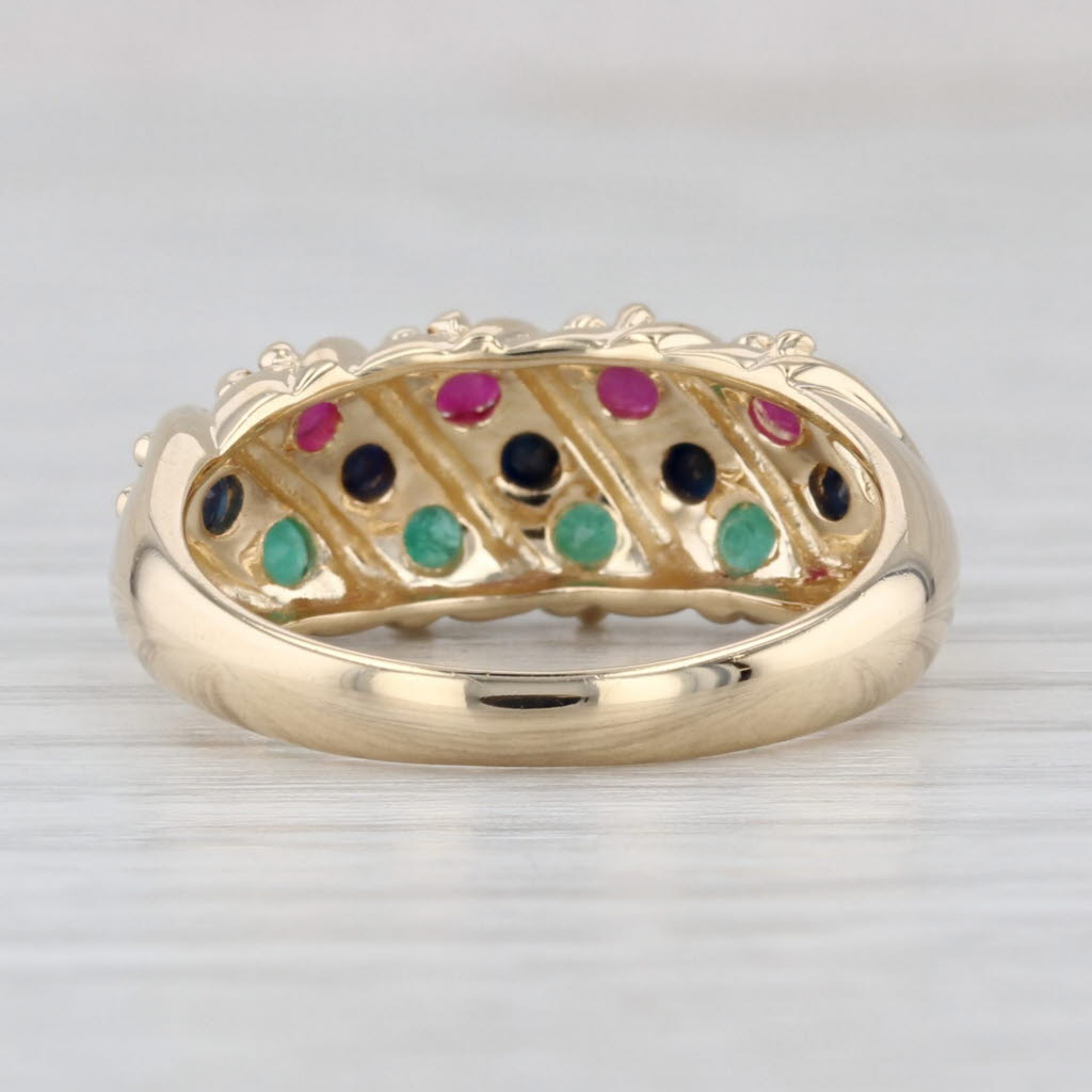 1.12ctw Ruby Sapphire Emerald Ring 14k Yellow Gold Size 7