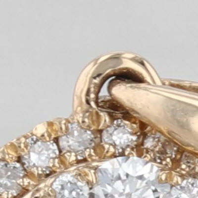 0.42ctw Diamond Cluster Halo Pendant 14k Yellow Gold Small Drop