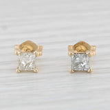 0.50ctw Diamond Princess Solitaire Stud Earrings 14k Yellow Gold