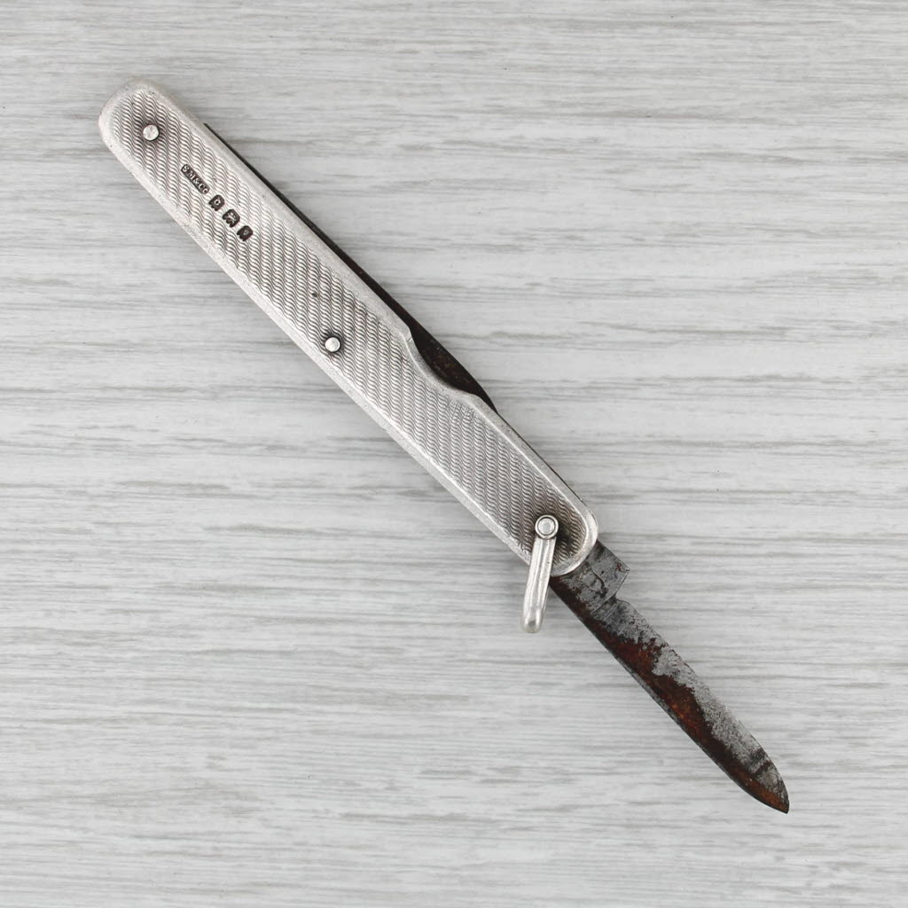 Antique Sampson Mordan London Pocket Knife Sterling Silver Iron Double Blade