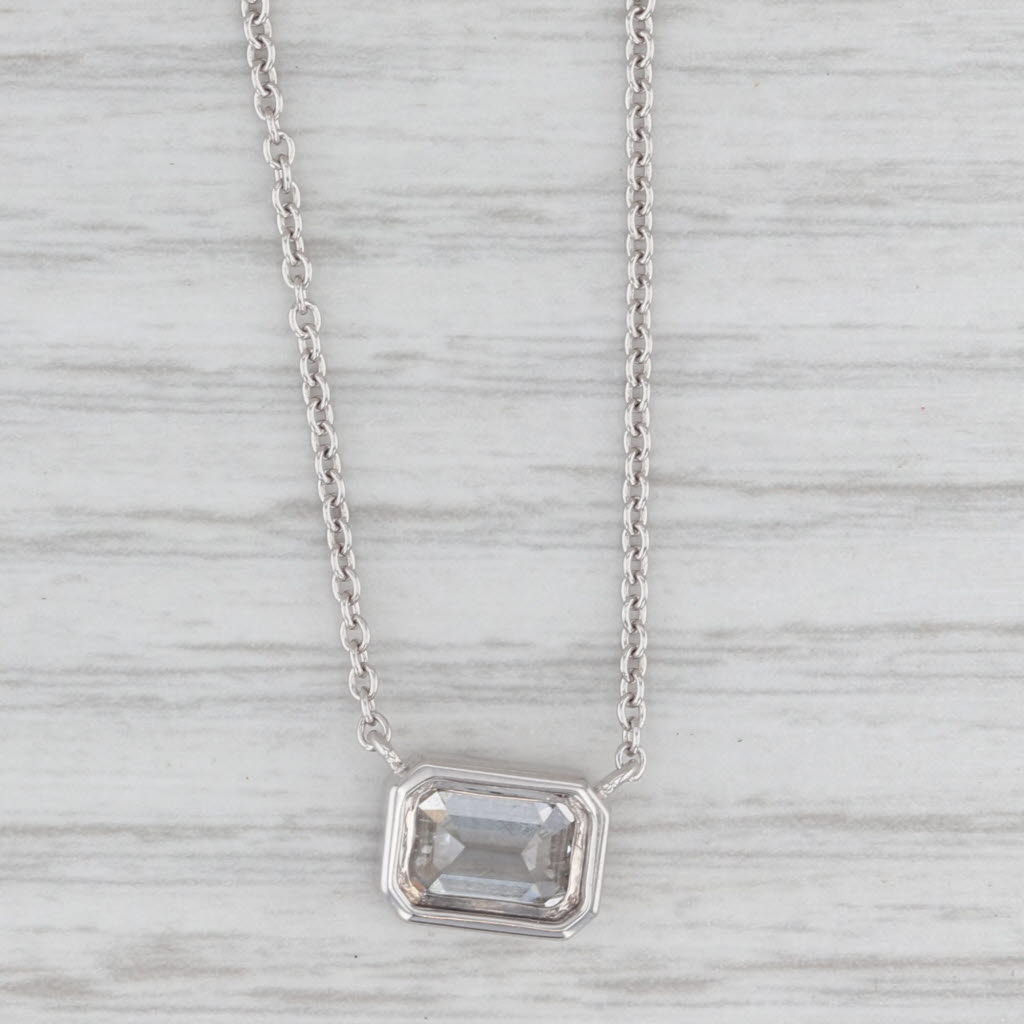 New Lab Grown Diamond Pendant Necklace 14k Gold 1.52ct Emerald Cut E VS1 IGI