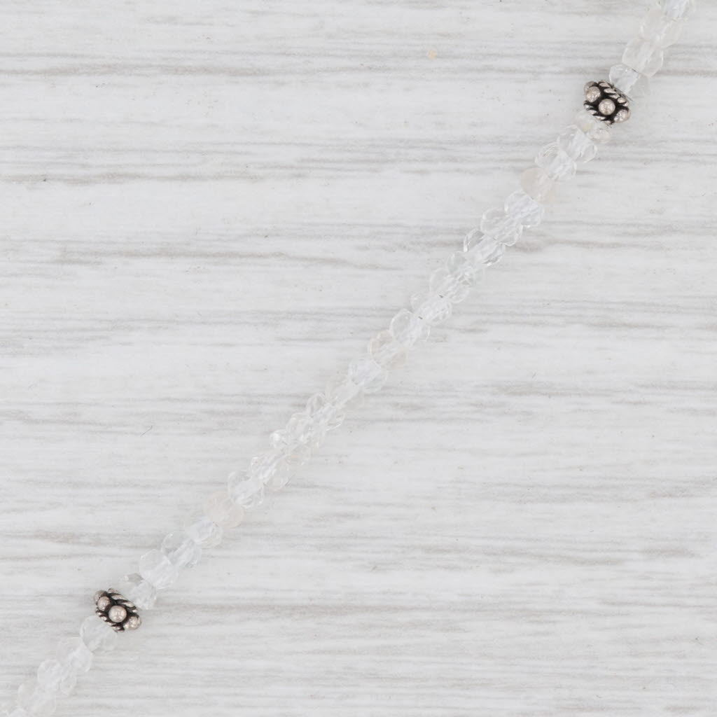 New Nina Wynn White Topaz Bead Necklace Sterling Silver 15.5-18.5" Strand