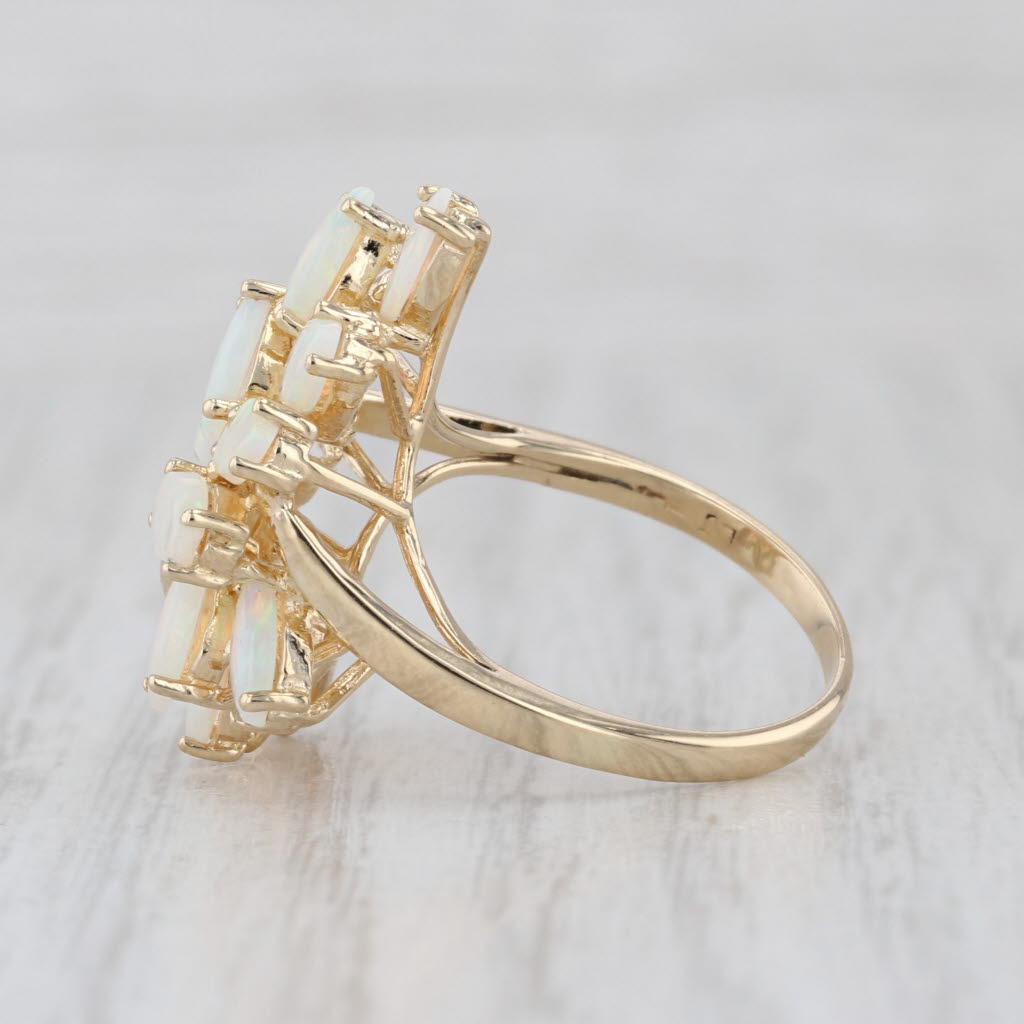 Opal Cabochons Cluster Cocktail Ring 14k Yellow Gold Size 6.25 As Is