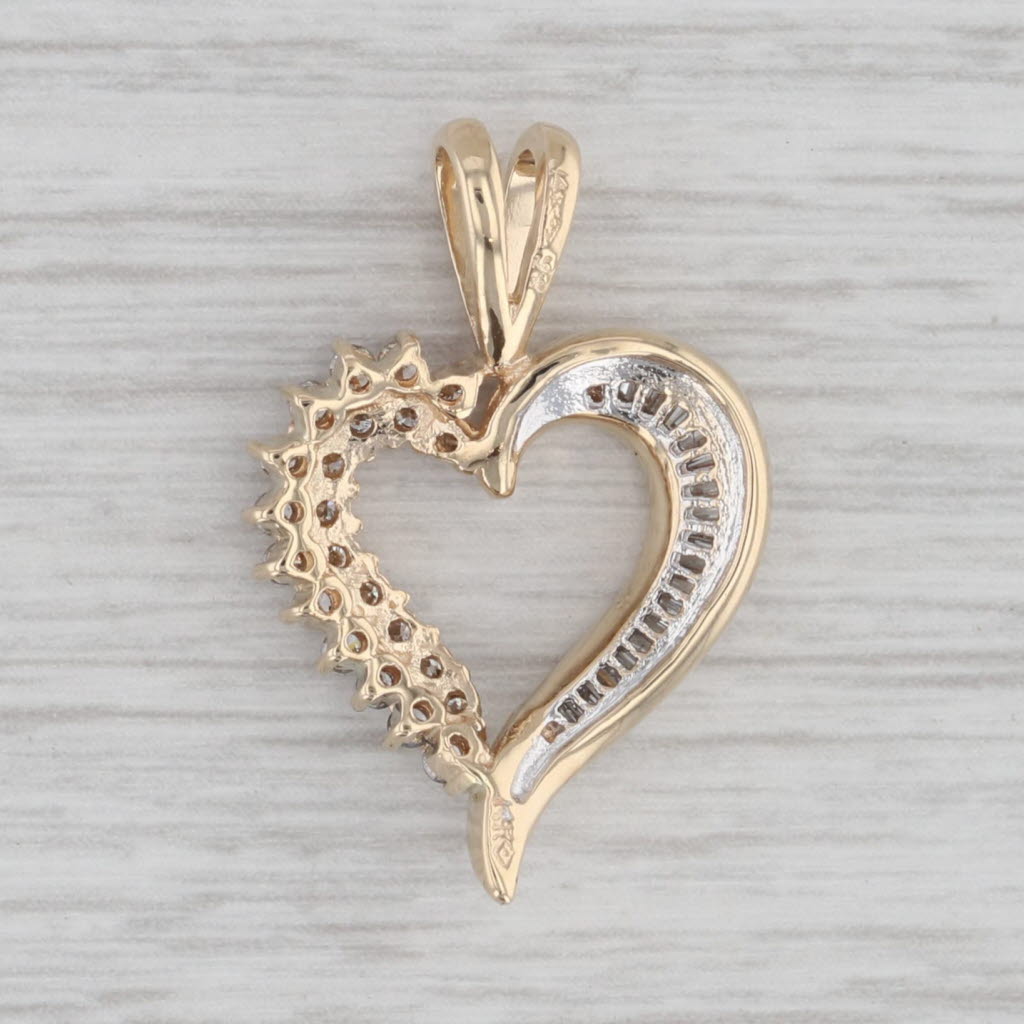 Gray 0.30ctw Diamond Open Heart Pendant 14k Yellow Gold