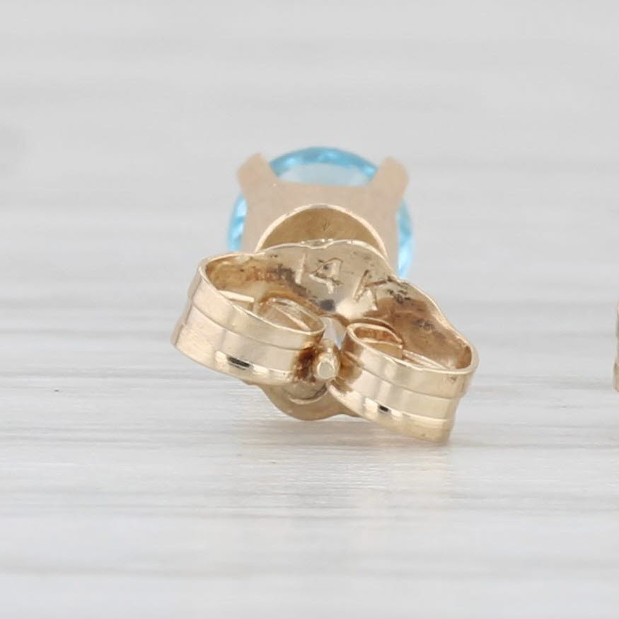 Light Gray 0.60ctw Blue Topaz Round Solitaire Stud Earrings 14k Yellow Gold