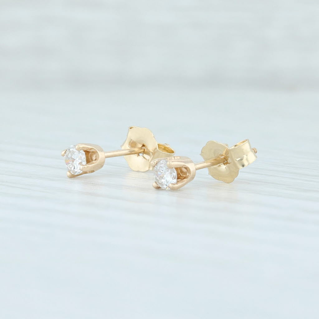 Light Gray New Diamond Stud Earrings 0.21ctw 14k Yellow Gold Round Solitaire Pierced Studs