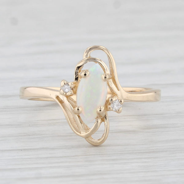 Opal Ring 14k Yellow Gold Size 6.25 Marquise Cabochon Solitaire