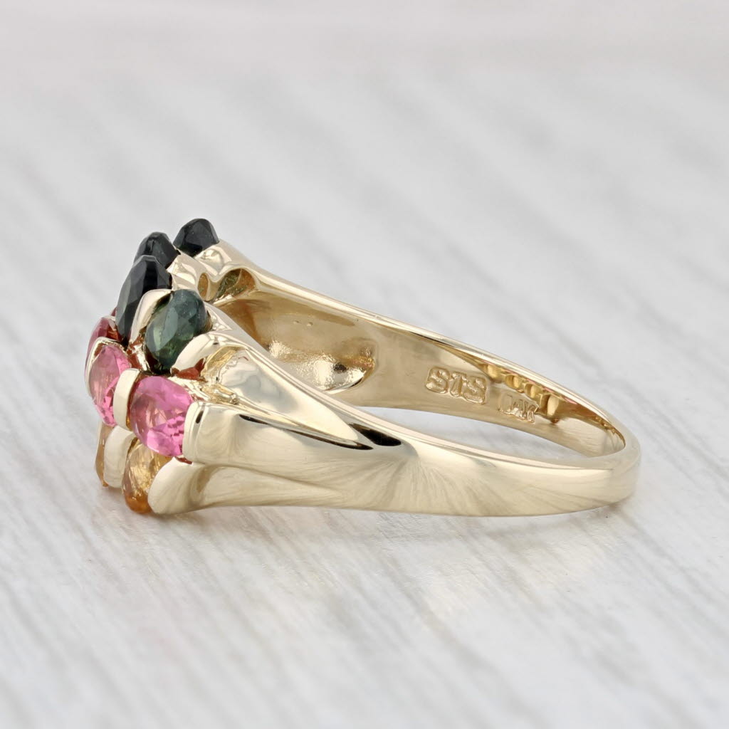 Light Gray 2.60ctw Green Pink Yellow Tourmaline Ring 14k Yellow Gold Size 8.25