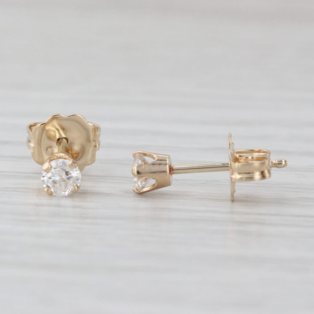 0.20ctw Diamond Stud Earrings 14k Yellow Gold Small Solitaire Studs