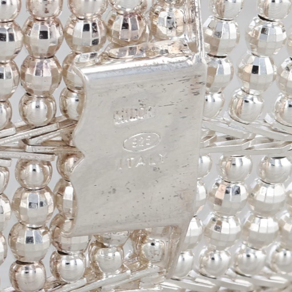 Mesh Chain Statement Bracelet Sterling Silver 7.5" 28.8mm Milor Italy