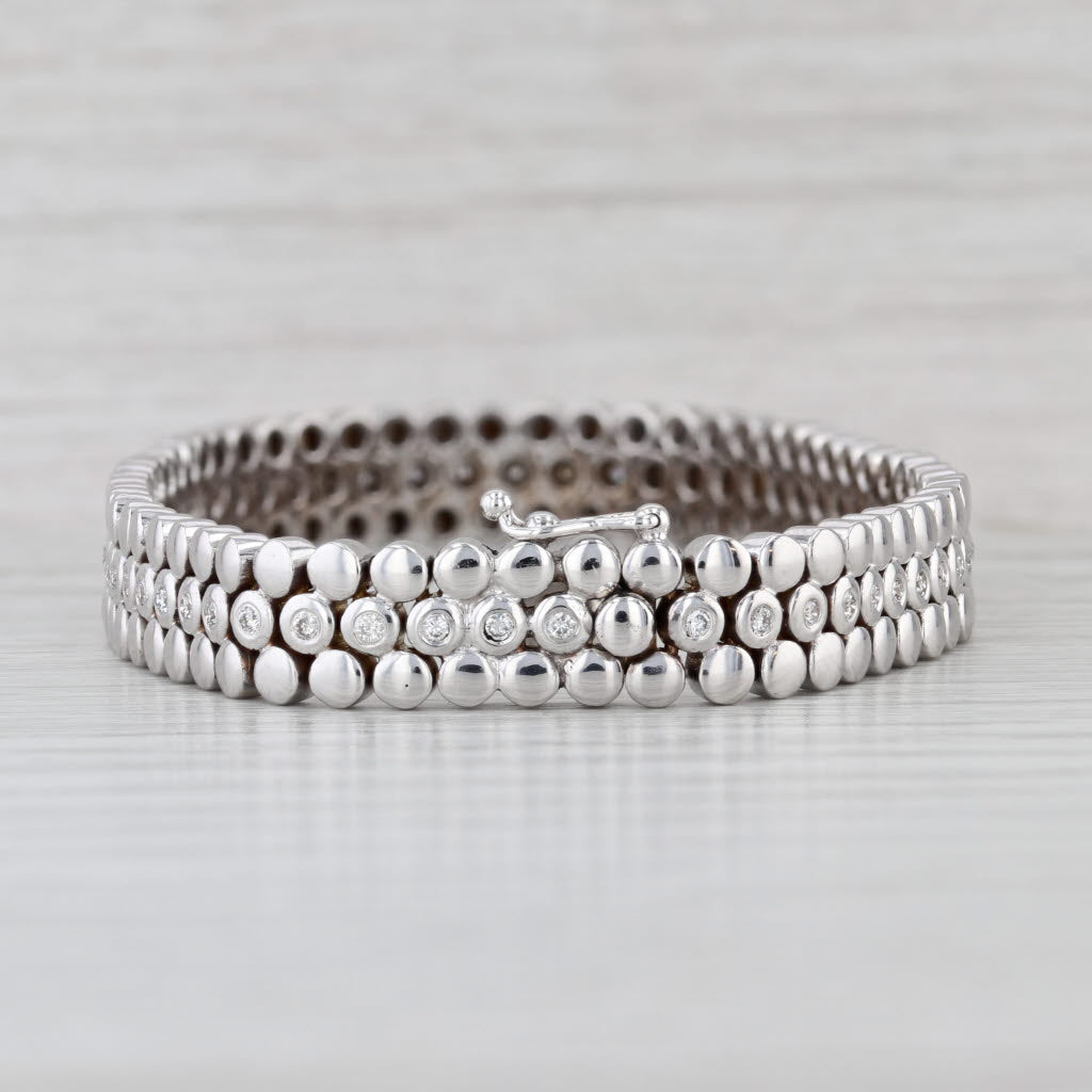 1.10ctw Diamond Dots Bracelet 18k White Gold 7.5" 9mm
