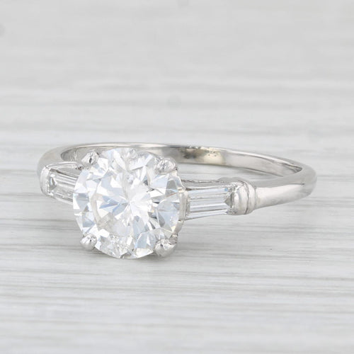 Light Gray Vintage 2.20ctw Round Diamond Engagement Ring Platinum Size 7.75