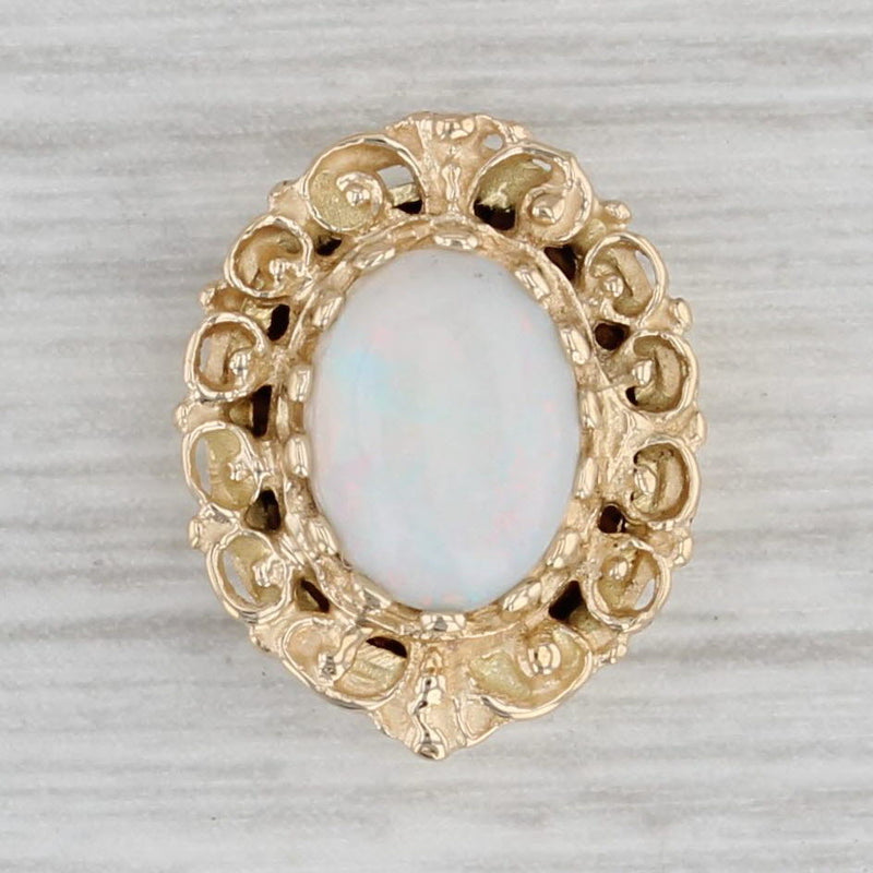 Opal Slide Bracelet Charm 14k Gold Vintage Cabochon Solitaire