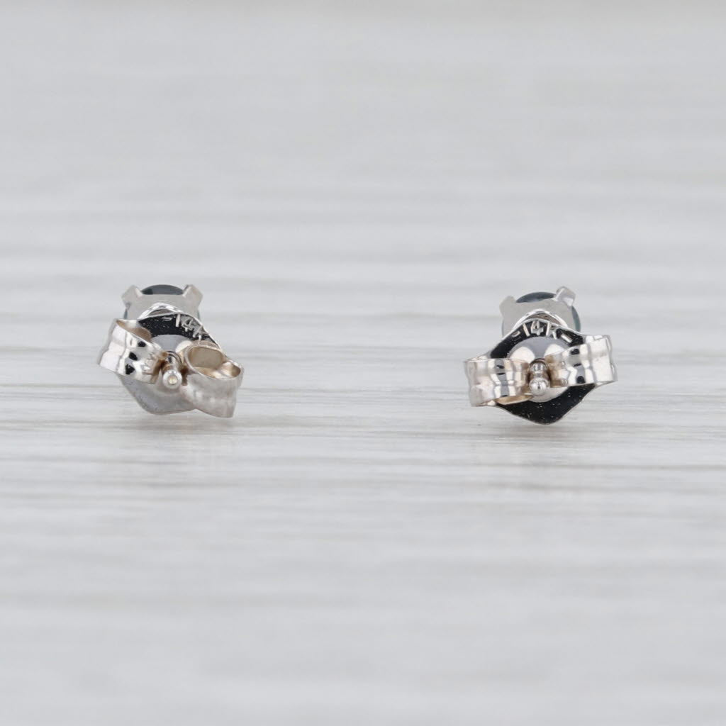 0.30ctw Blue Sapphire Stud Earrings 14k White Gold Round Solitaire Studs
