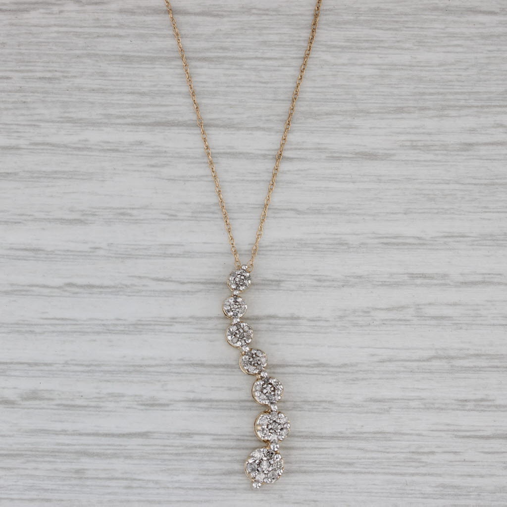Gray 0.45ctw Diamond Journey Pendant Necklace 10k Yellow Gold 18.25" Rope Chain
