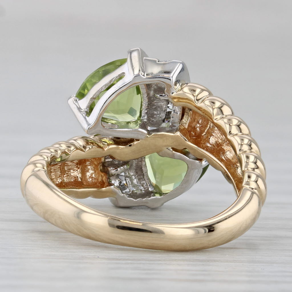 Gray 2.65ctw Peridot Diamond Bypass Ring 14k Yellow Gold Size 7