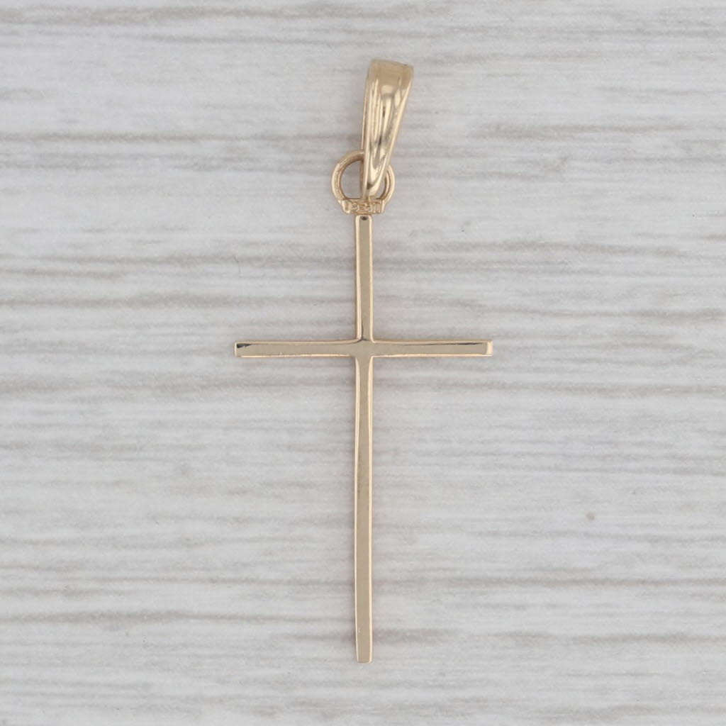 Gray New Small Cross Pendant 14k Yellow Gold Religious Jewelry