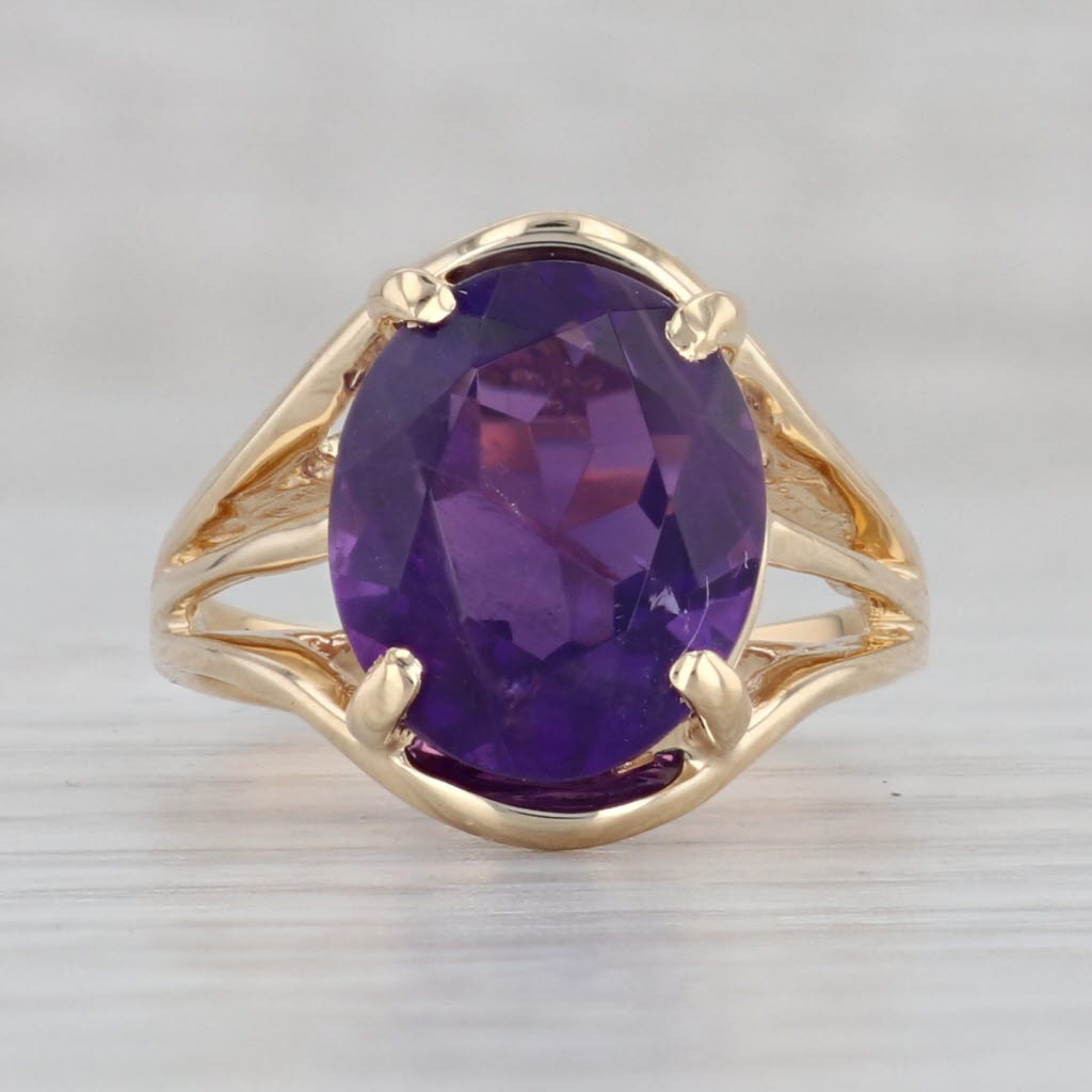 Gray 4.25ct Oval Amethyst Solitaire Ring 14k Yellow Gold Size 6.25