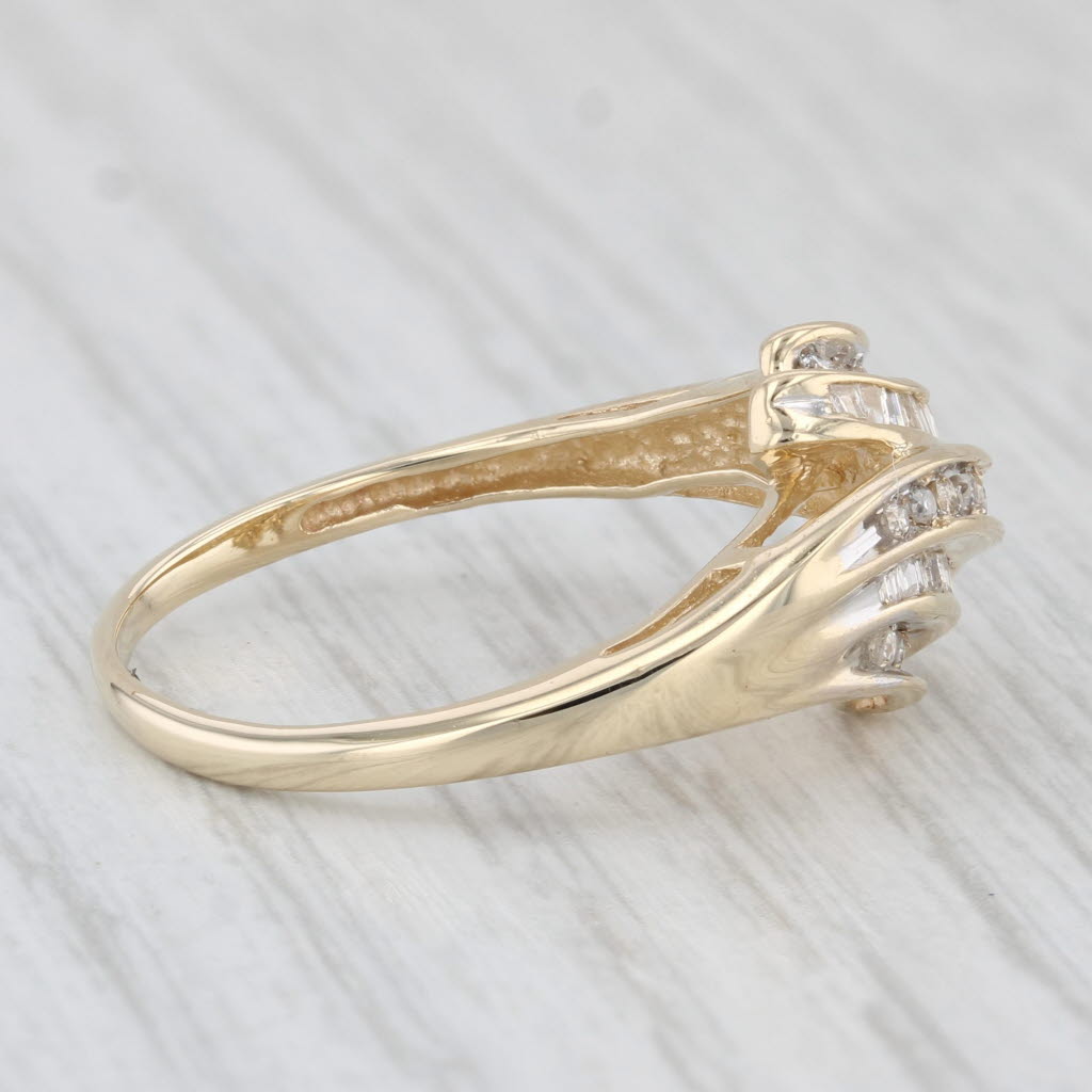 Light Gray 0.35ctw Scalloped Diamond Bypass Ring 10k Yellow Gold Size 8