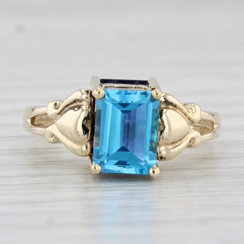 Light Gray 3.41ctw Blue Topaz Amethyst Flip Ring 10k Yellow Gold Size 5.5 Heart Accents