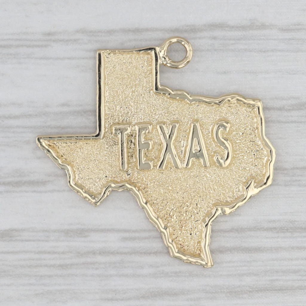 Gray Texas State Souvenir Charm 10k Yellow Gold Pendant