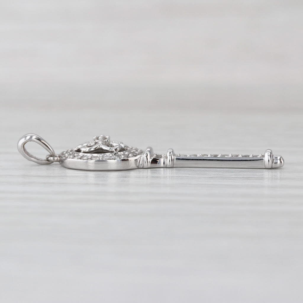 0.20ctw Diamond Skeleton Key Pendant 10k White Gold