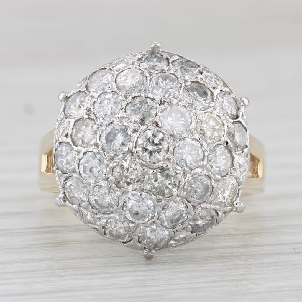 Light Gray 3.50ctw Diamond Cluster Ring 10k Gold Size 8.25 Cocktail