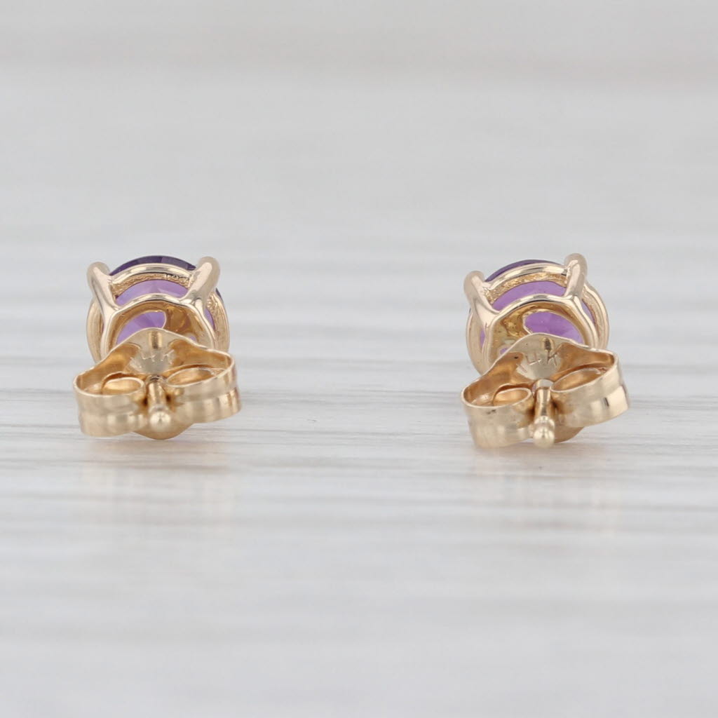 0.45ctw Amethyst Stud Earrings 14k Yellow Gold Round Solitaire Studs
