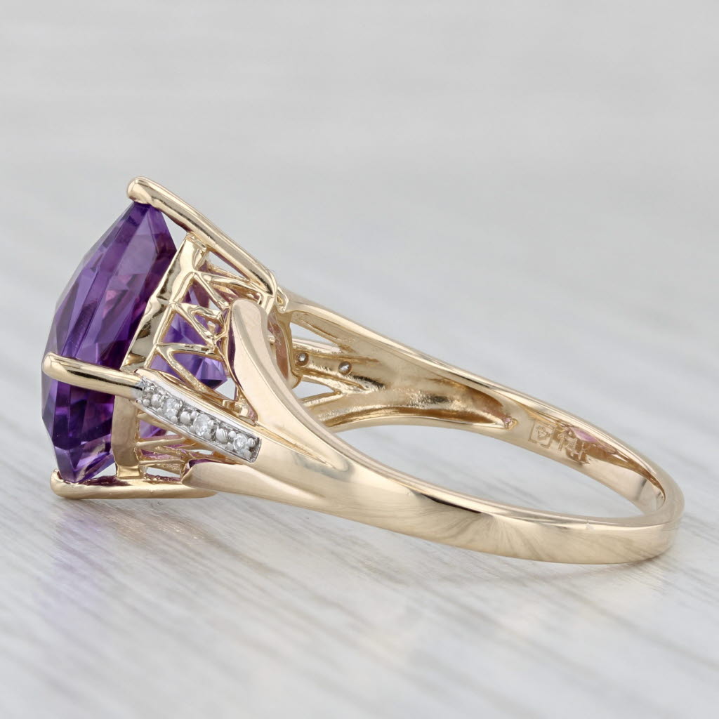 Light Gray 6.94ctw Amethyst Diamond Ring 14k Yellow Gold Size 10.25