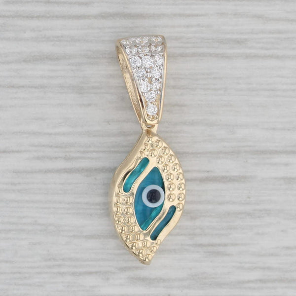 Glass Cubic Zirconia All Seeing Eye Pendant 14k Yellow Gold Small Drop