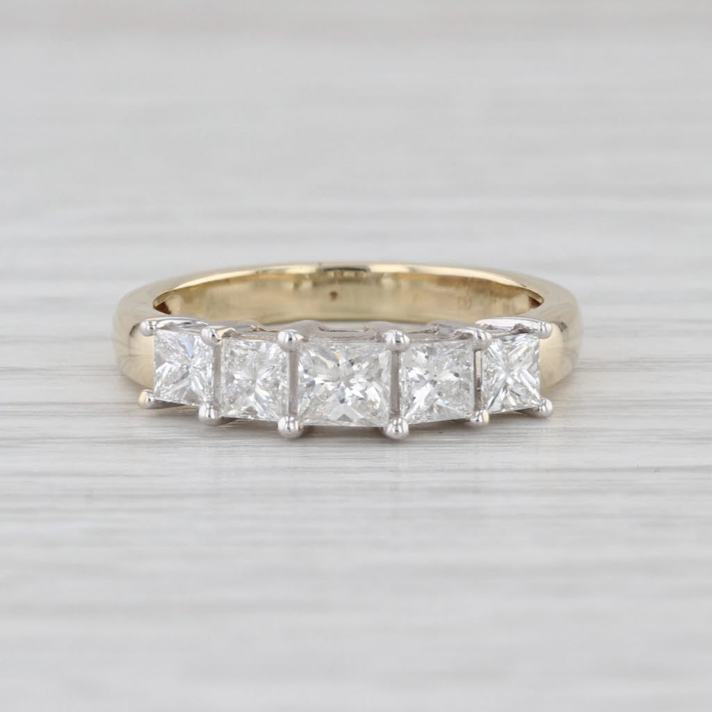 0.99ctw Diamond 5-Stone Ring 9k Gold Wedding Anniversary Stackable Size 6 COA