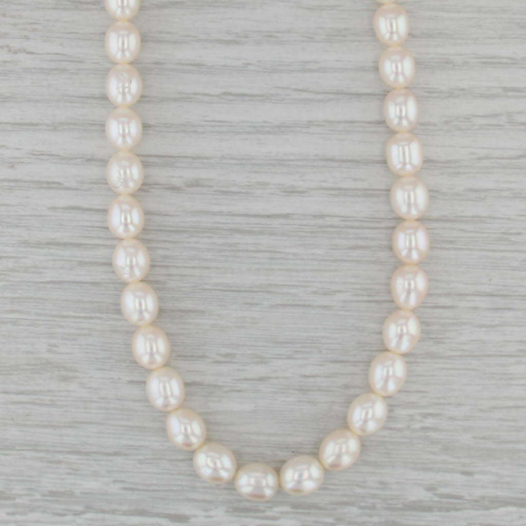 Cultured Pearl Bead Single Strand Necklace 14k Yellow Gold 16"