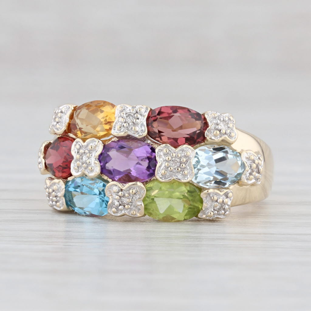 Light Gray 3.50ctw Gemstone Ring 14k Gold Topaz Garnet Peridot Tourmaline Amethyst Citrine